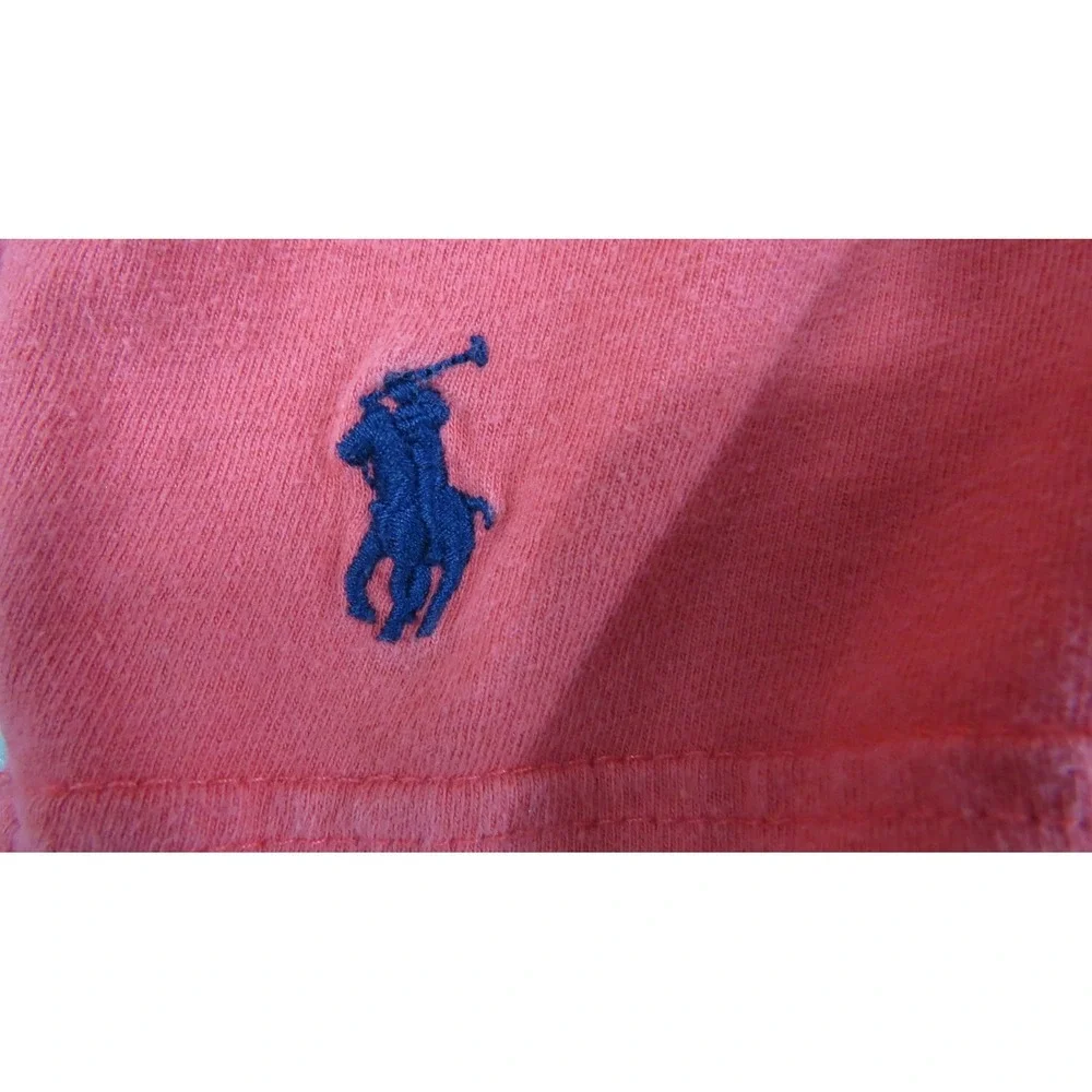 Polo Ralph Lauren RL Logo Hooded T Shirt XL Pink Long Sleeve Pony Cotton Men Top